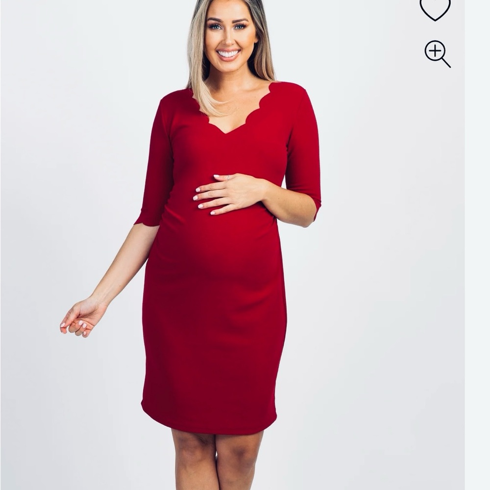 Scalloped Trim Fitted Maternity Dress